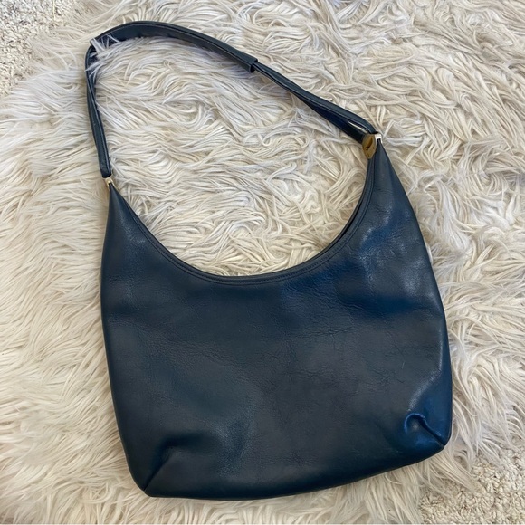 Morris Moskowitz Vintage Navy Blue Leather Ergo Shoulder Bag - Picture 1 of 7
